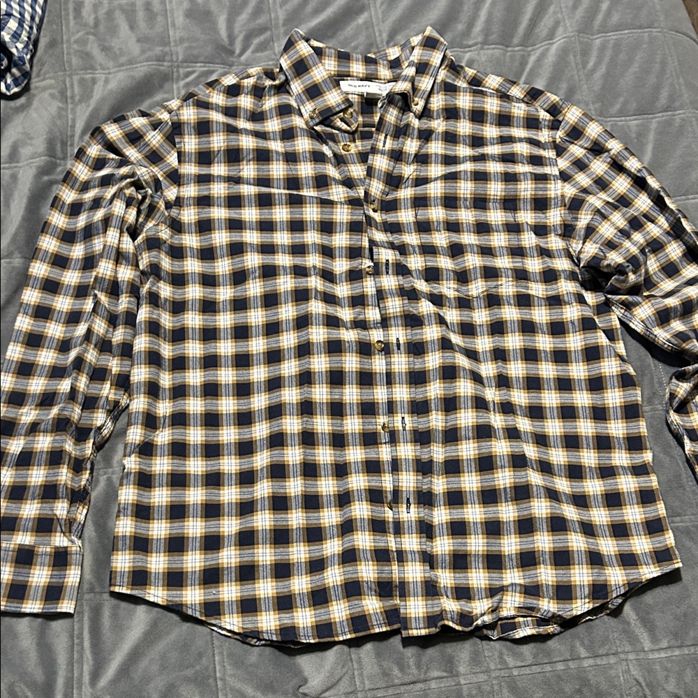 Old Navy Men's Checkered Shirt - Navy and Beige